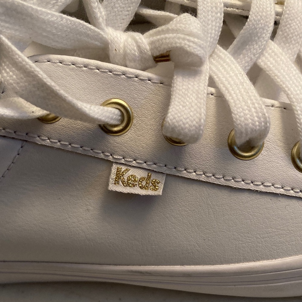 NWOT Keds White Sneakers with Gold Details - Picture 3 of 9